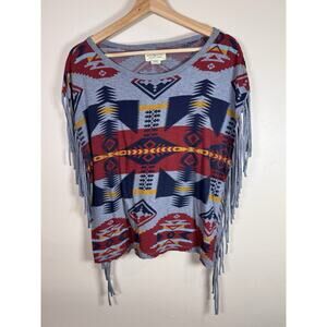 Ralph Lauren Denim & Supply Womens Top Southwestern Fringe Aztec M Boho